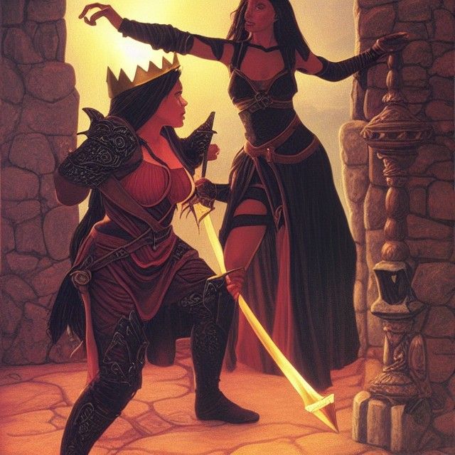 Female Thief Steals Crown in Fantasy Art Style