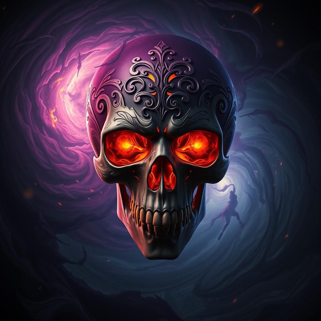 Dark Skull Vortex in Art Nouveau Style