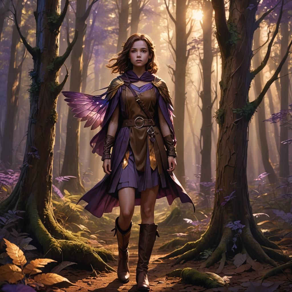 Winged Girl in Mystical Forest Concept Art