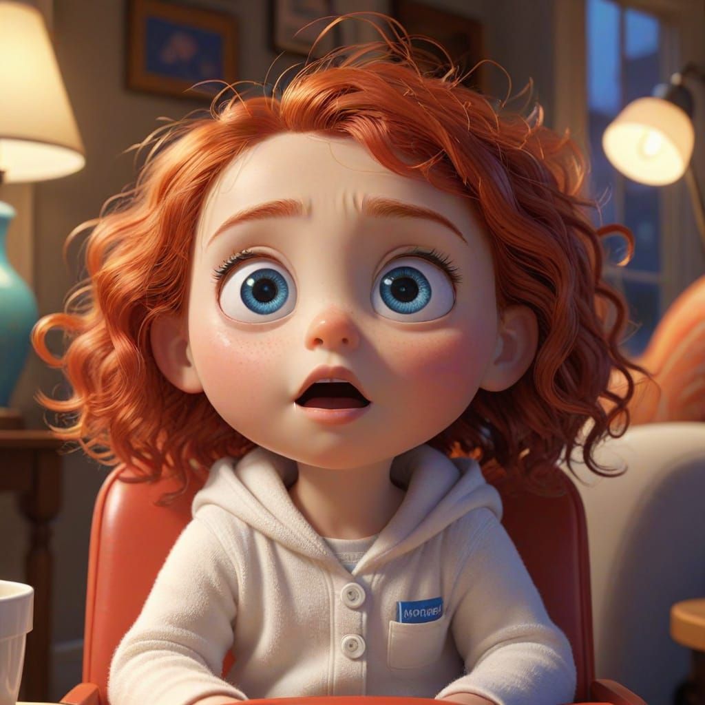 Toddler in Highchair: Pixar-Style 3D Animation