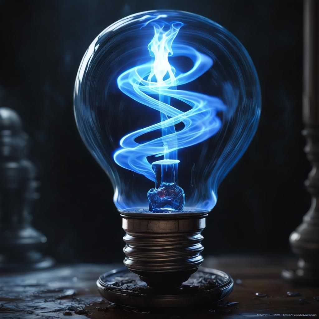 Plasma Energy Tornado in Light Bulb, Digital Art