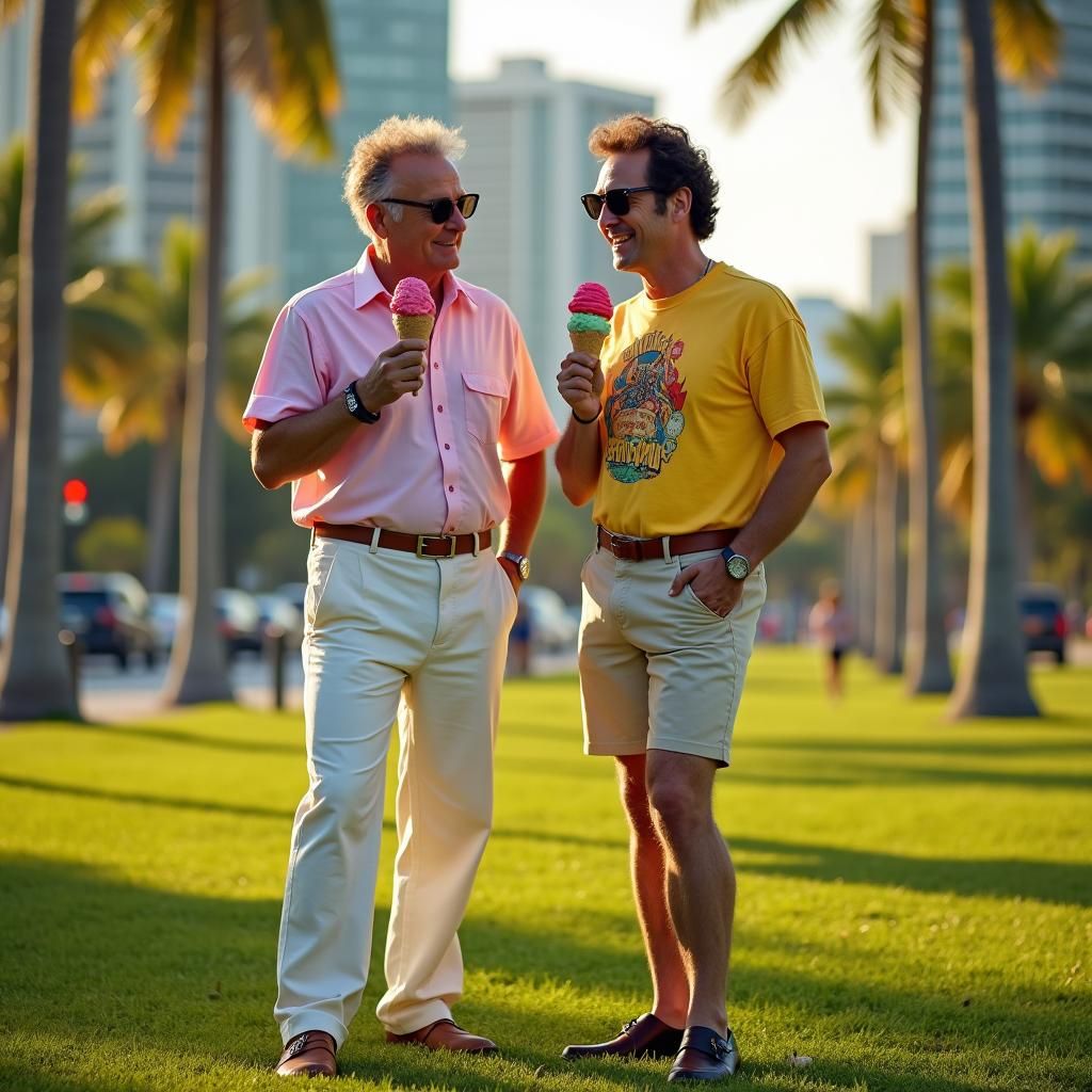 80s Actors Enjoying Ice Cream in Miami