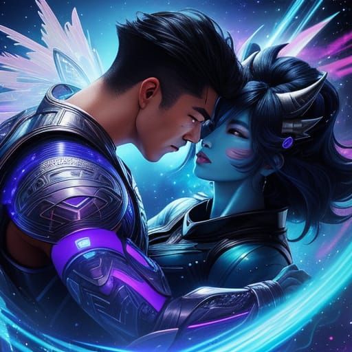 Futuristic Asian Beast Kissed in Intergalactic Ballroom
