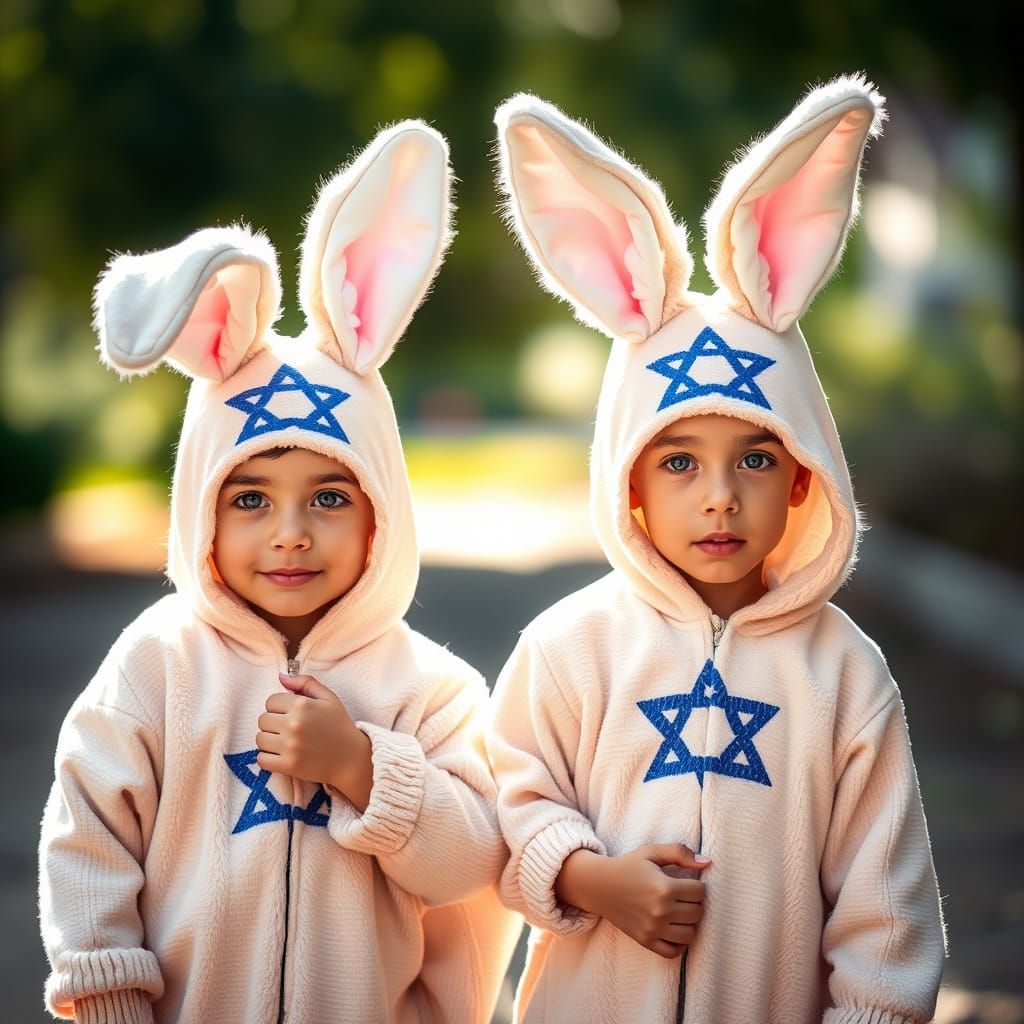 Israeli Boys in Rabbit Costumes