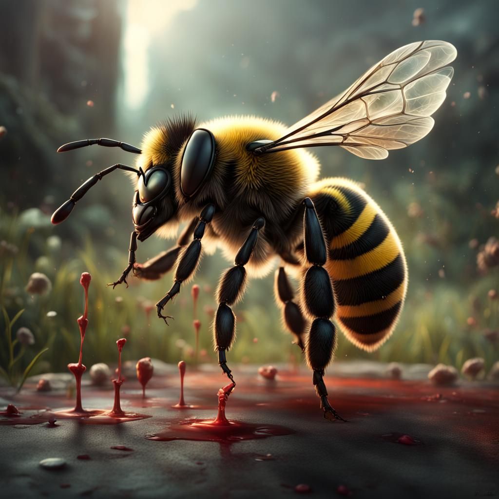 Angry Bee Graffiti Art: Digital Matte Painting