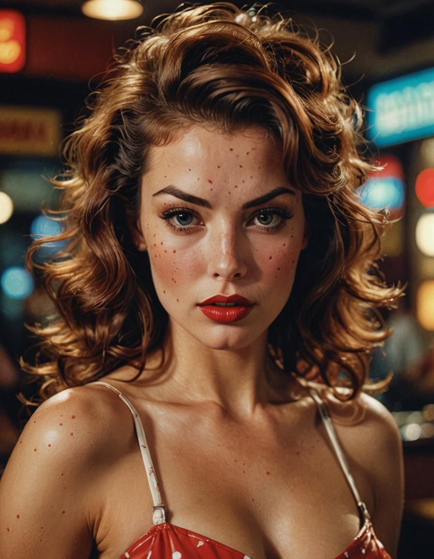 American Model as 1980s Pin-Up in 35mm Photo