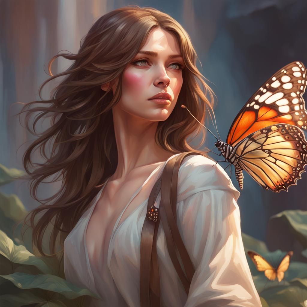 Butterfly Woman Portrait in Hyperdetailed Style
