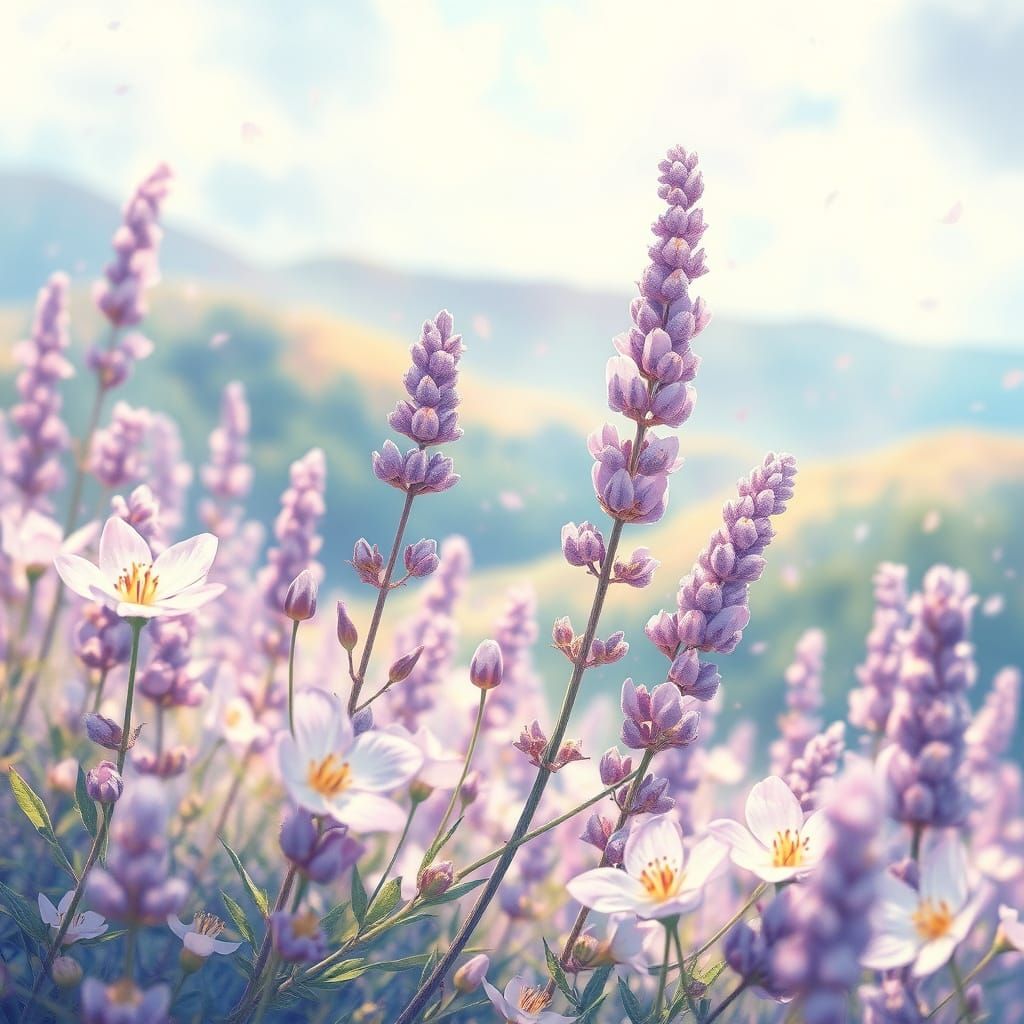 Whimsical Lavender Fantasy in Anime Style