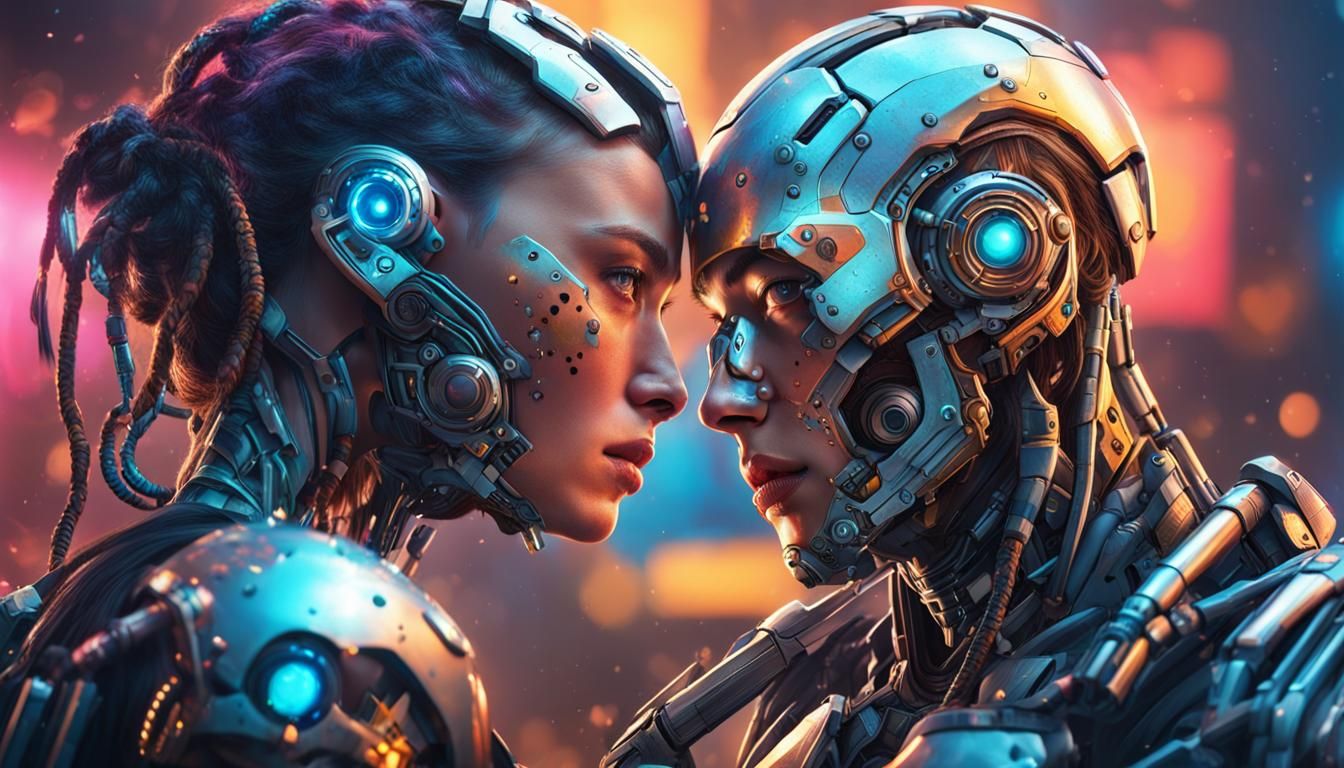 Cyborgs in Love: Hyperrealistic Concept Art