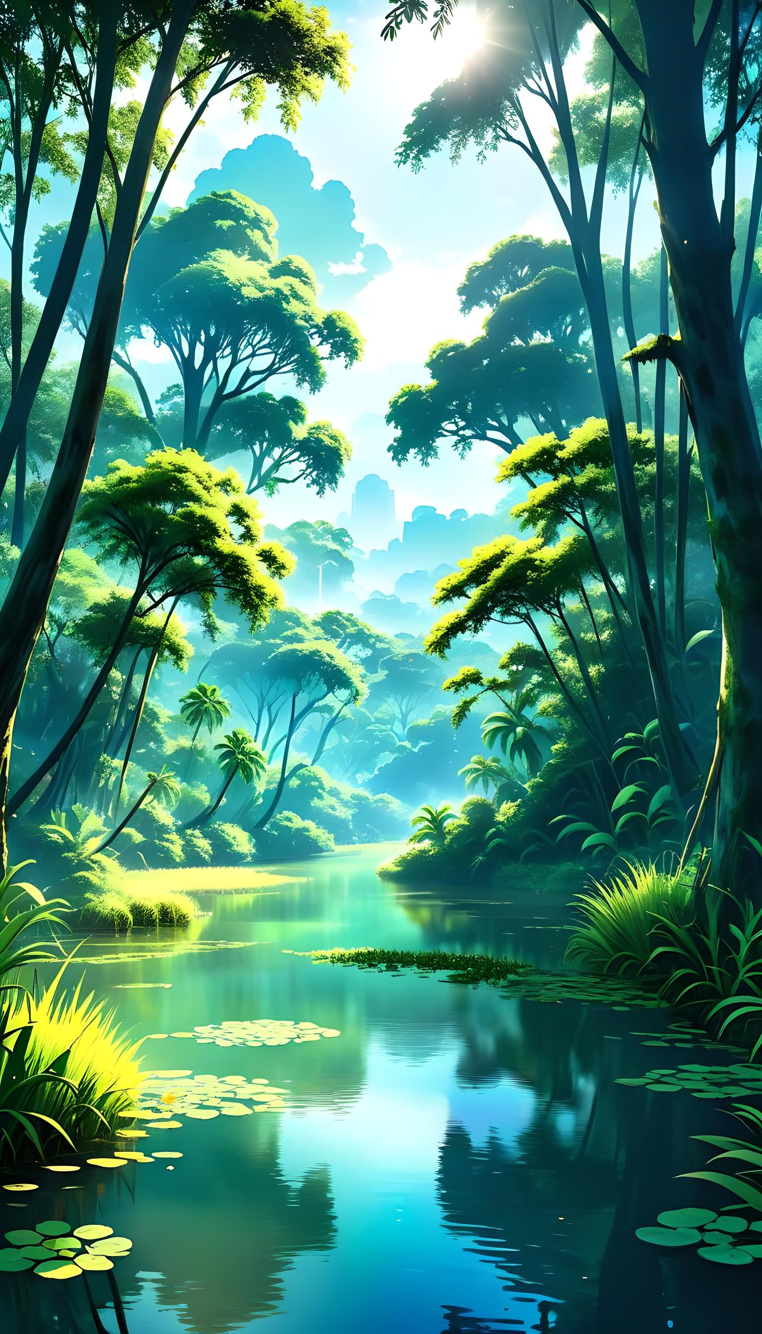 Ethereal Anime Bayou Paradise in High Definition