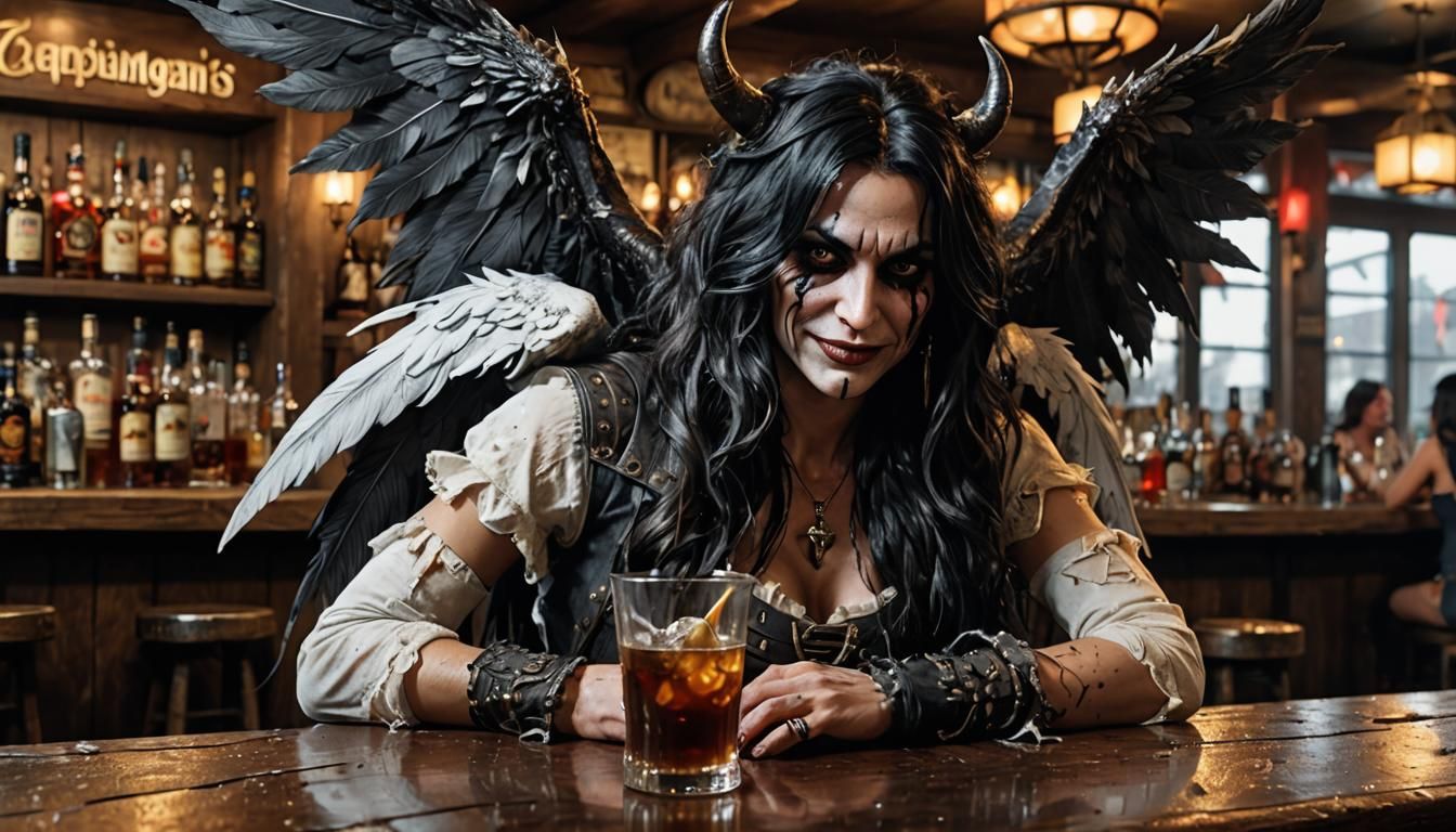 Fallen angel drinking Rum