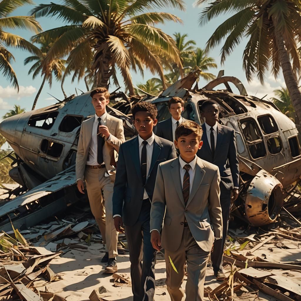 Eerie Island Wreckage: Boys in Suits, Cinematic Still