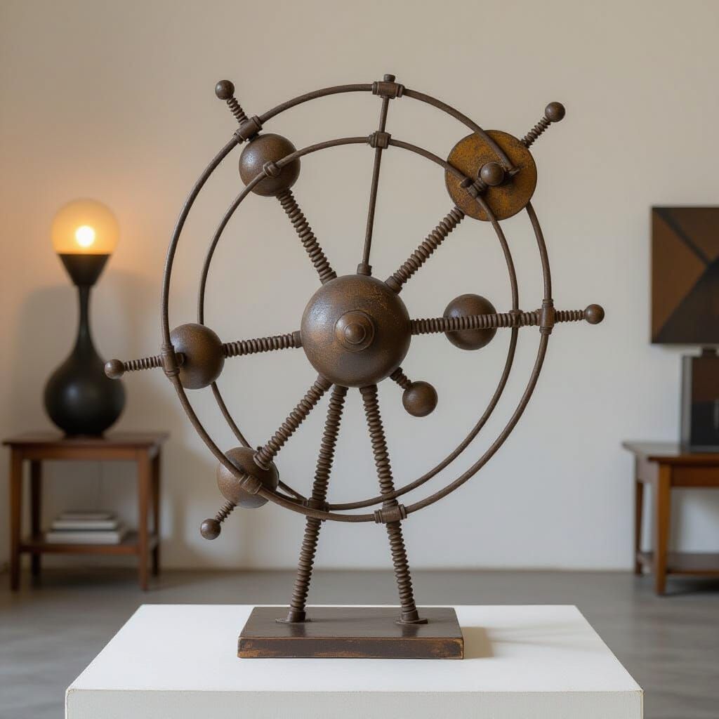 Kinetic Wire-Loop Sculpture in Tinguely Style