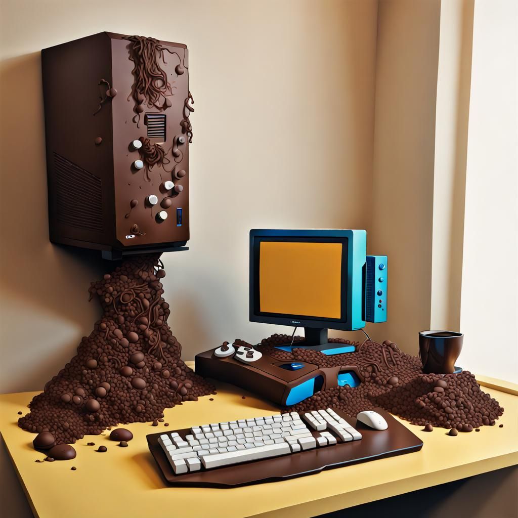 Chocolate Gaming PC Setup in Banksy Style