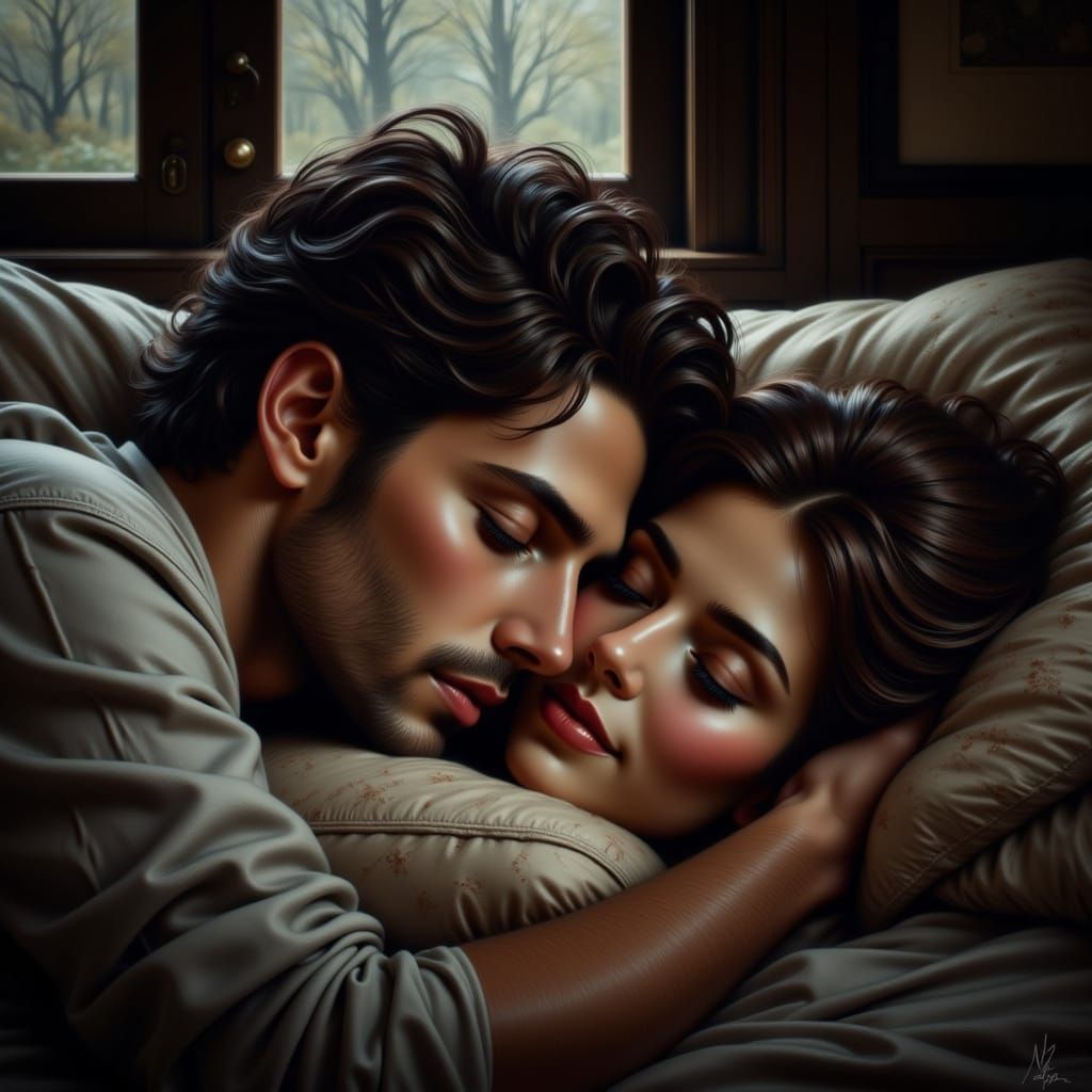 Intimate Portrait of a Couple in Hyperrealism Style