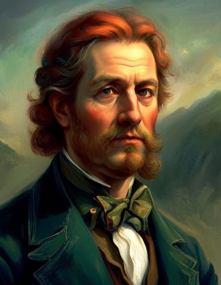 Red-Haired Man in Tartan Shirt: Rousseau-Inspired Portrait