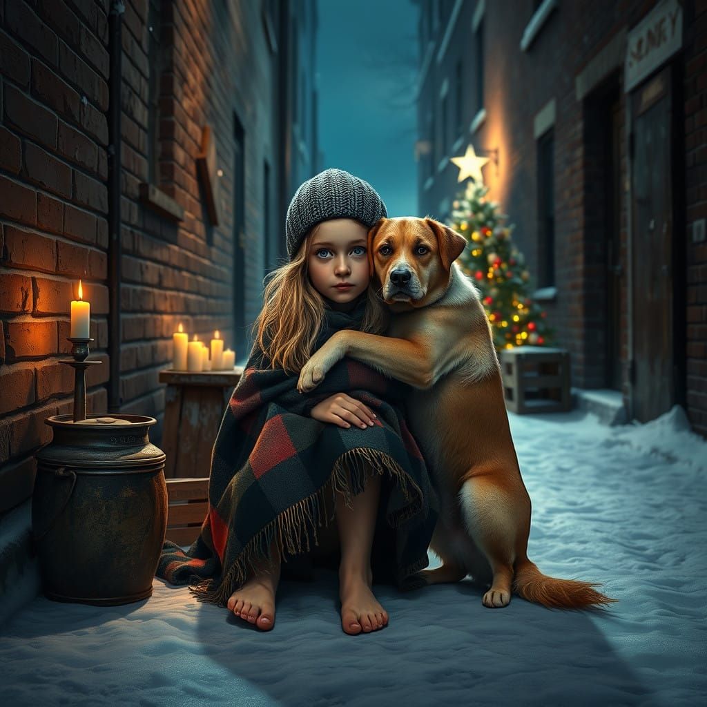 Victorian Winter Night Illuminated by Hope and Companionship