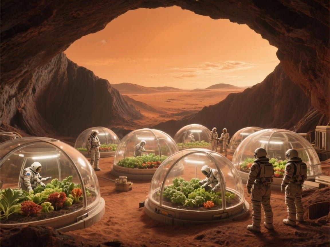 Astronauts Cultivate Gardens Inside Martian Domes