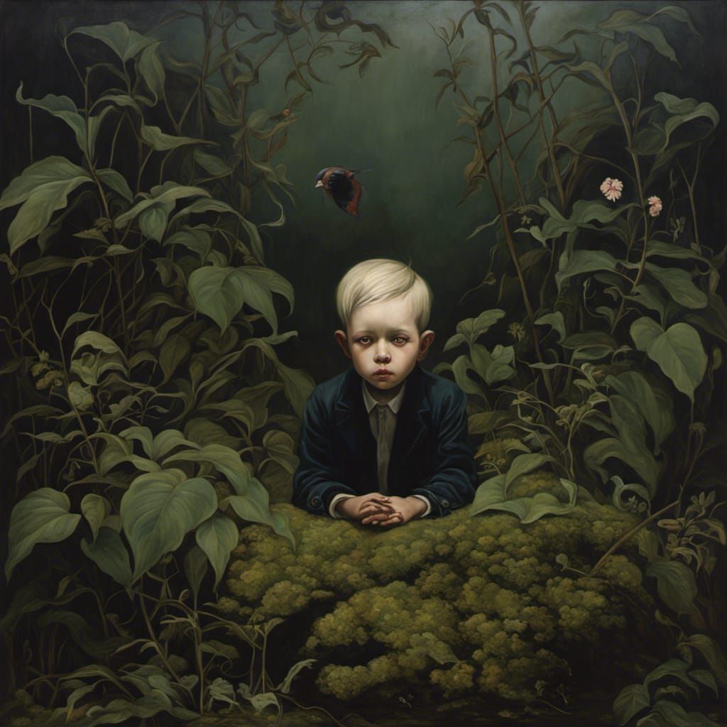 Melancholy Boy in Abandoned Overgrown Zoo, Sajedi Style