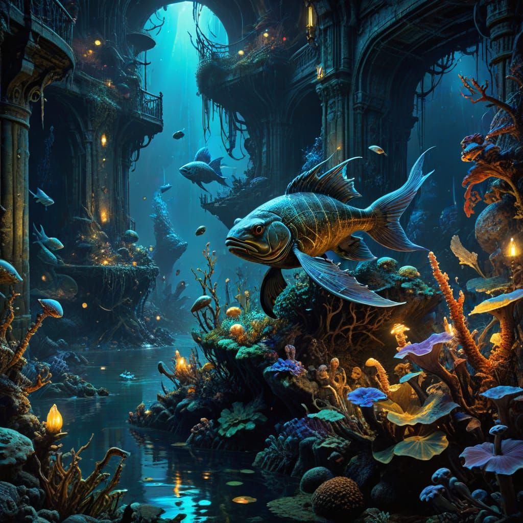 Vibrant Aquatic Creatures Thrive in an Eerie, Dreamlike Aeth...