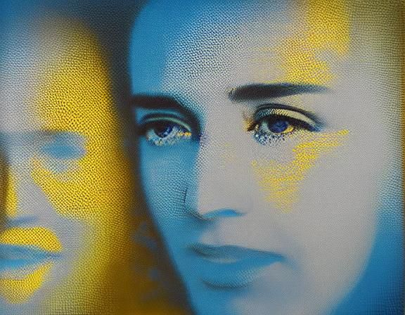 Emily Blunt Portrait in Tetradic Colors with Bokeh