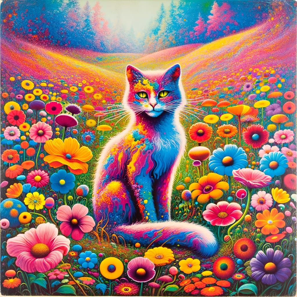Psychedelic Cat Album Cover Art