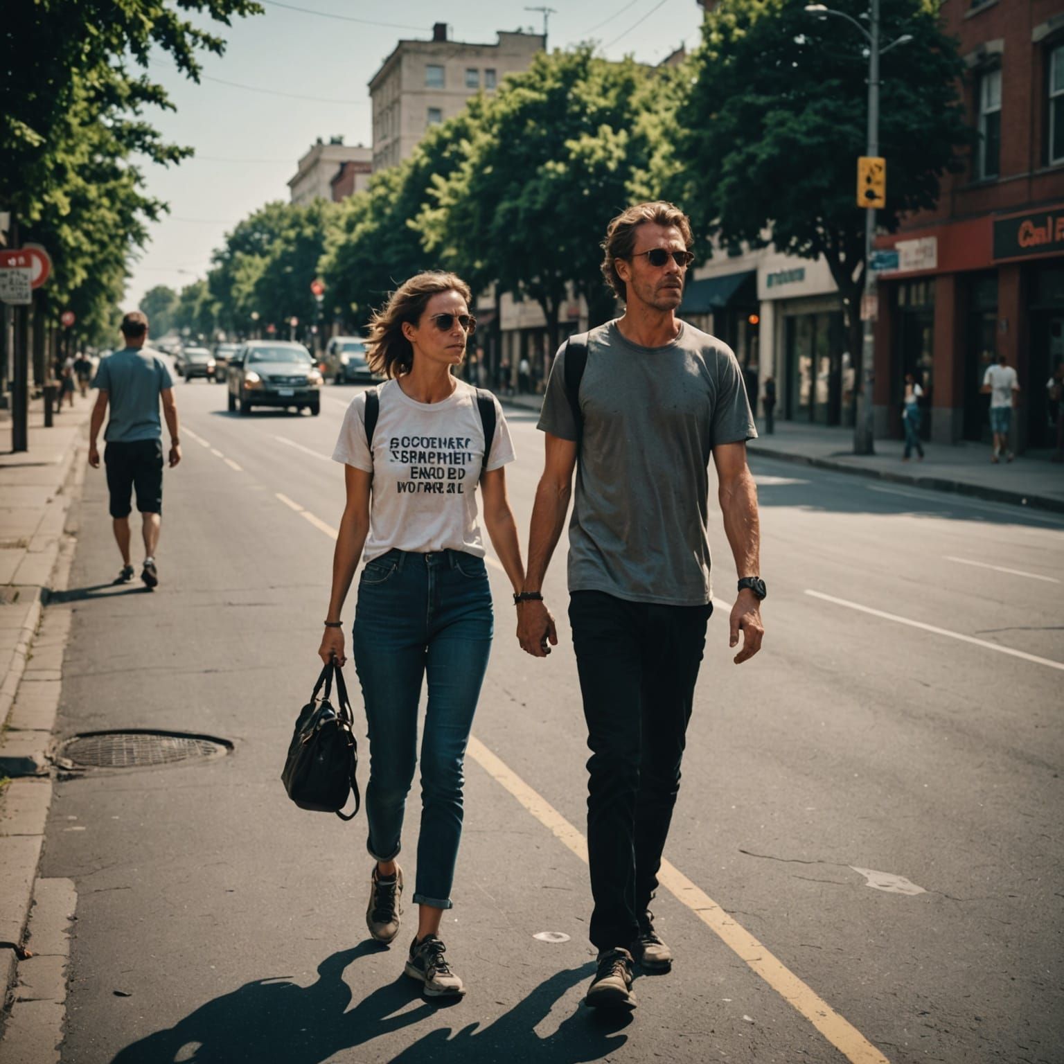 Scorching City Street on a Hot Summer Day