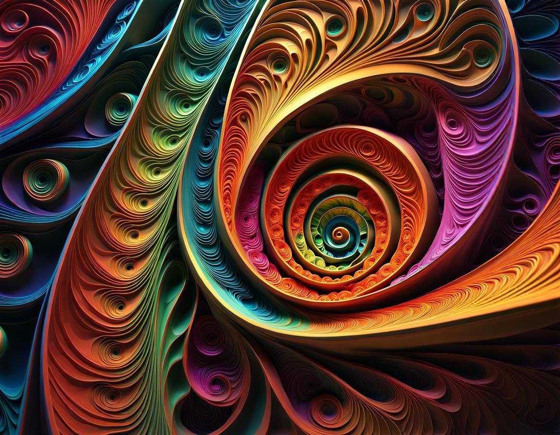 Fractal art, Fibonacci, colorful