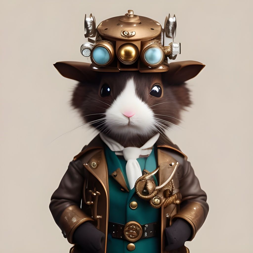 Adorable Steampunk Chibi Rabbit with Intricate Details