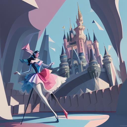 Sidney Sweeney as Sleeping Beauty, Cubist Art Deco