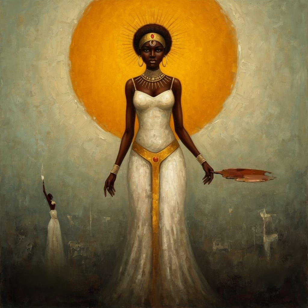 Nilotic Princess Marches to War in Dreamlike Surrealist Oil ...
