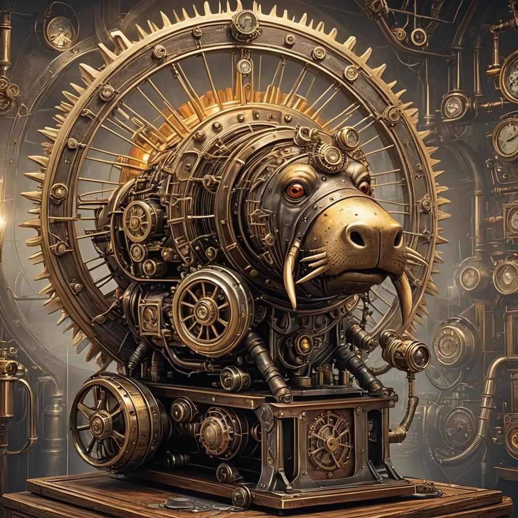 Steampunk Walrus with Sun Engine on TV