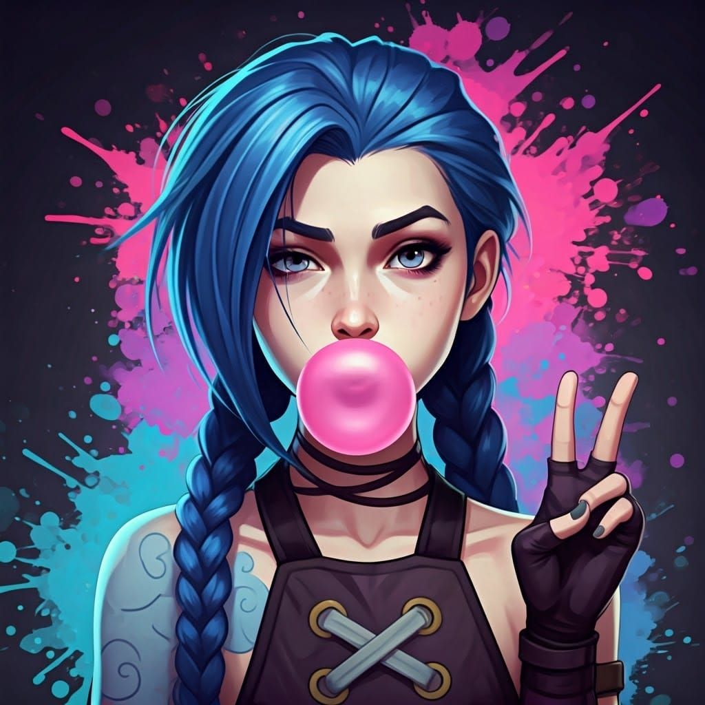 Cheeky Jinx Blows Bright Pink Bubble Gum Bubble