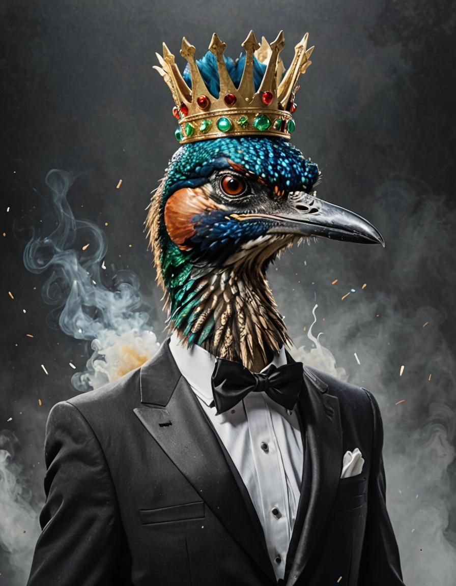 Anthropomorphic Roadrunner in Tuxedo Smoking