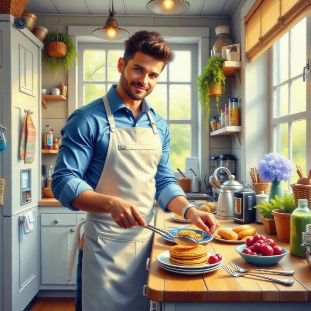 "Hungry for pancakes?  I've got a craving.  Made a stack!"