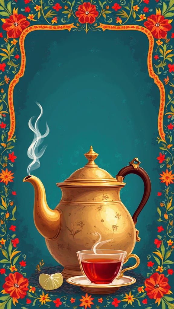 Traditional South Asian Folk Art Poster in Truck Art Style