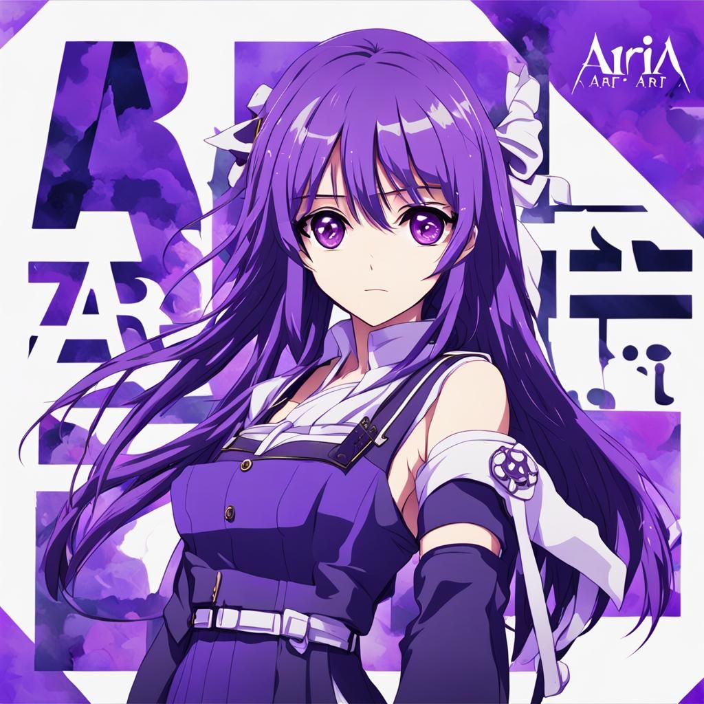Purple 'Aria Art' Sign in Anime Style
