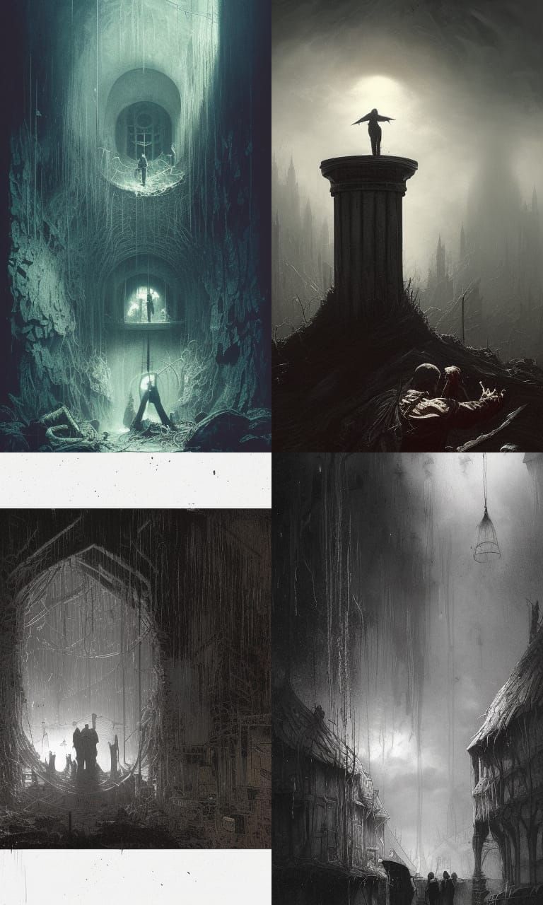 Ominous Horror Well in Post-Apocalyptic Style