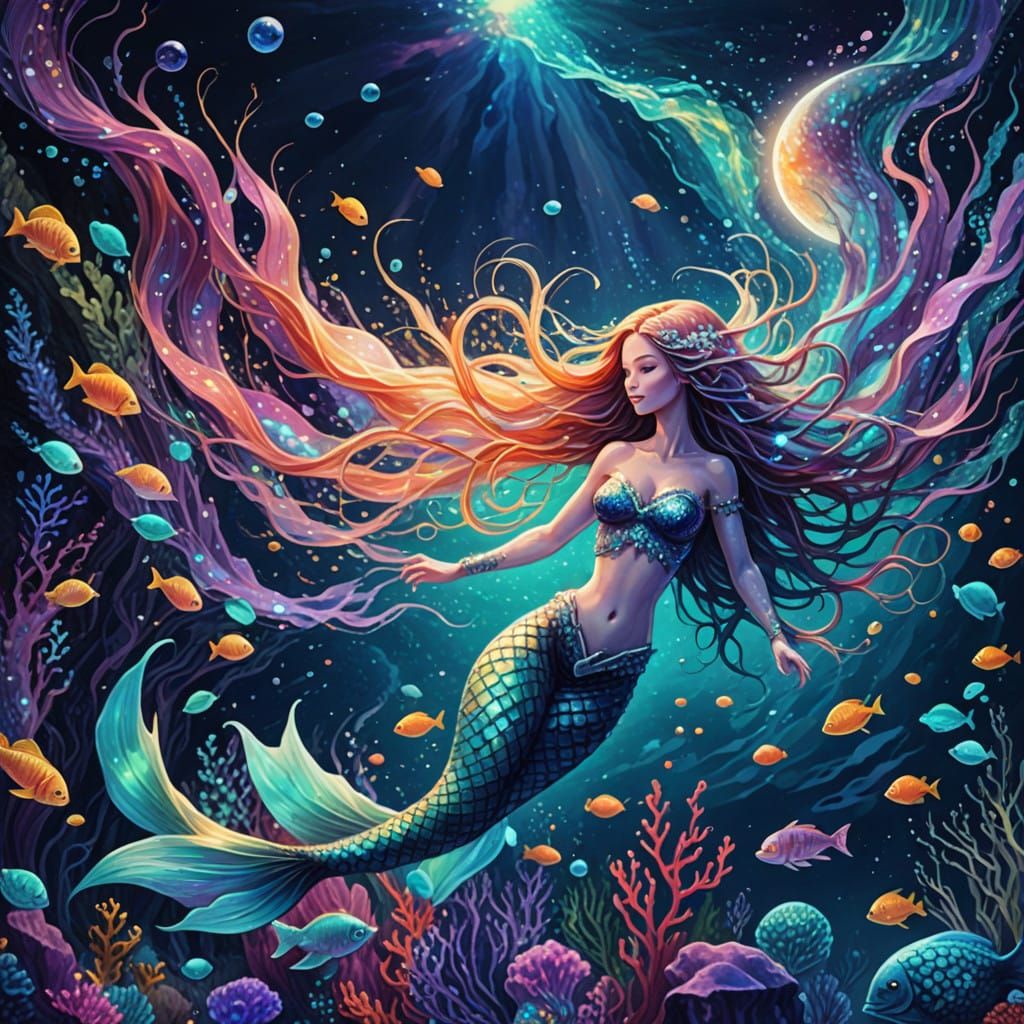 Siren Goddess in Cosmic Depths