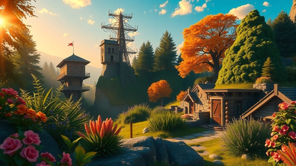 Surreal Summer Landscape in Vibrant Hues