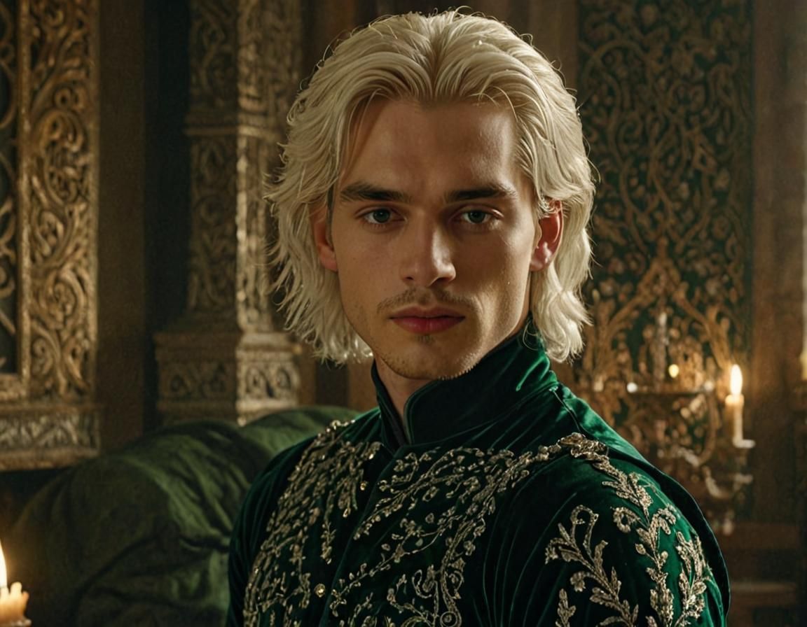 Handsome Prince in Medieval Hall: Digital Art