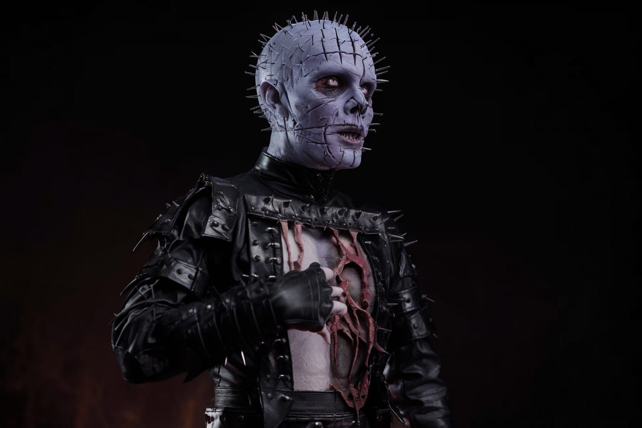 Pinhead in Cyberpunk Style, Lord of Pain with Grid-Like Nail...