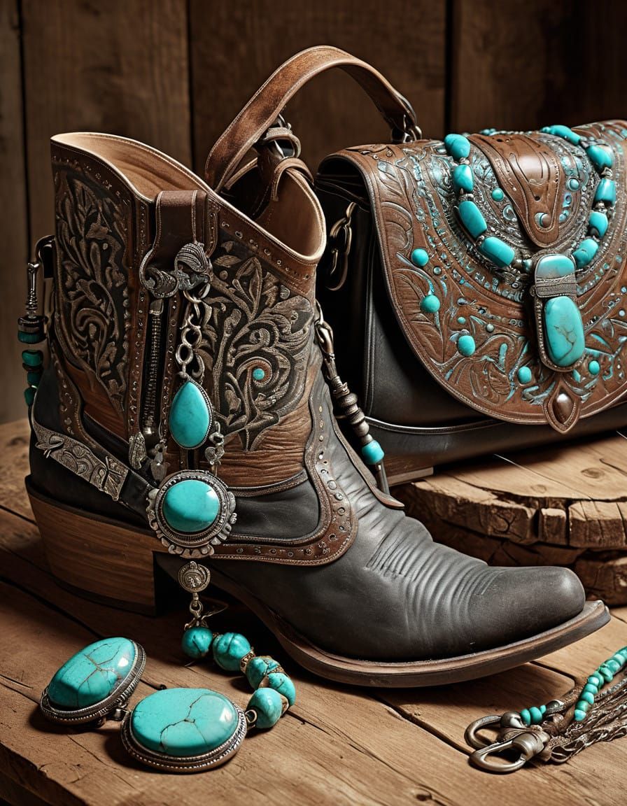 Elevated Cowgirl Chic Close-up in Rustic Elegance