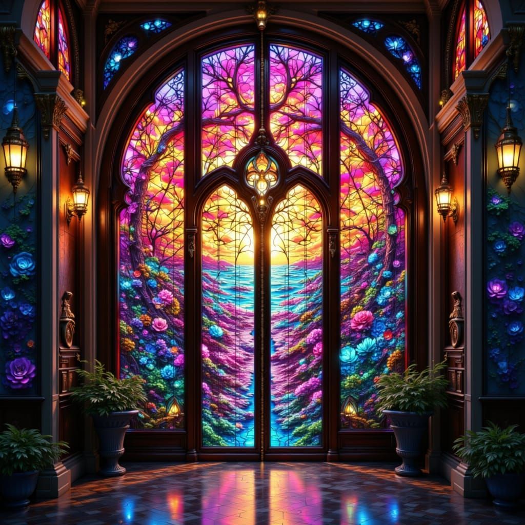Vibrant Stained Glass Zipper Art in 3D