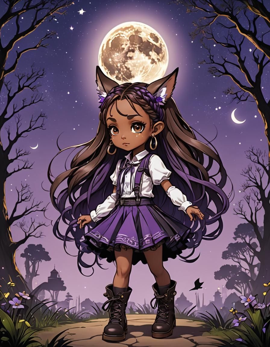 Chibi in Gothic Fashion with Fluorescent Tattoos