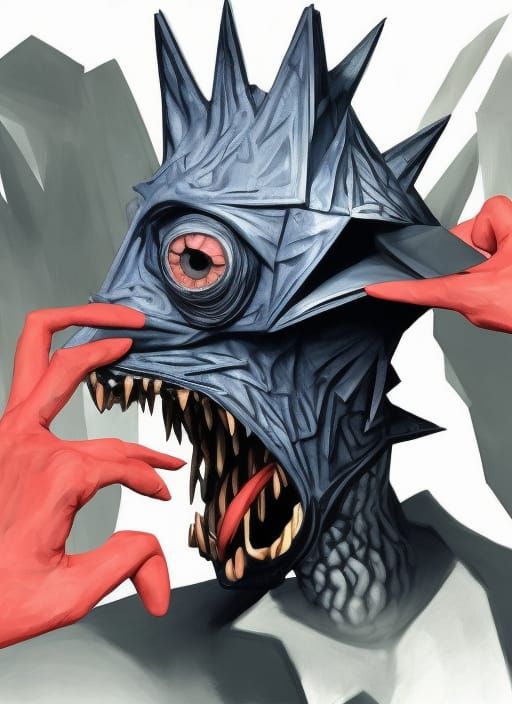 Triangle Head Animal Monster Digital Painting