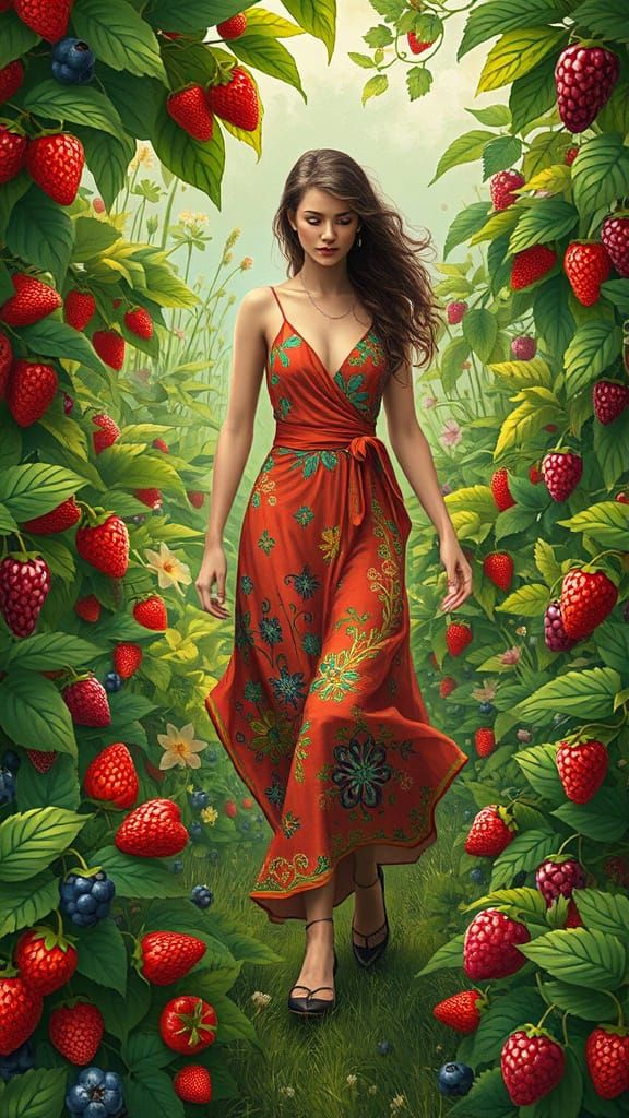 Lush Berry Garden in Nouveau Style
