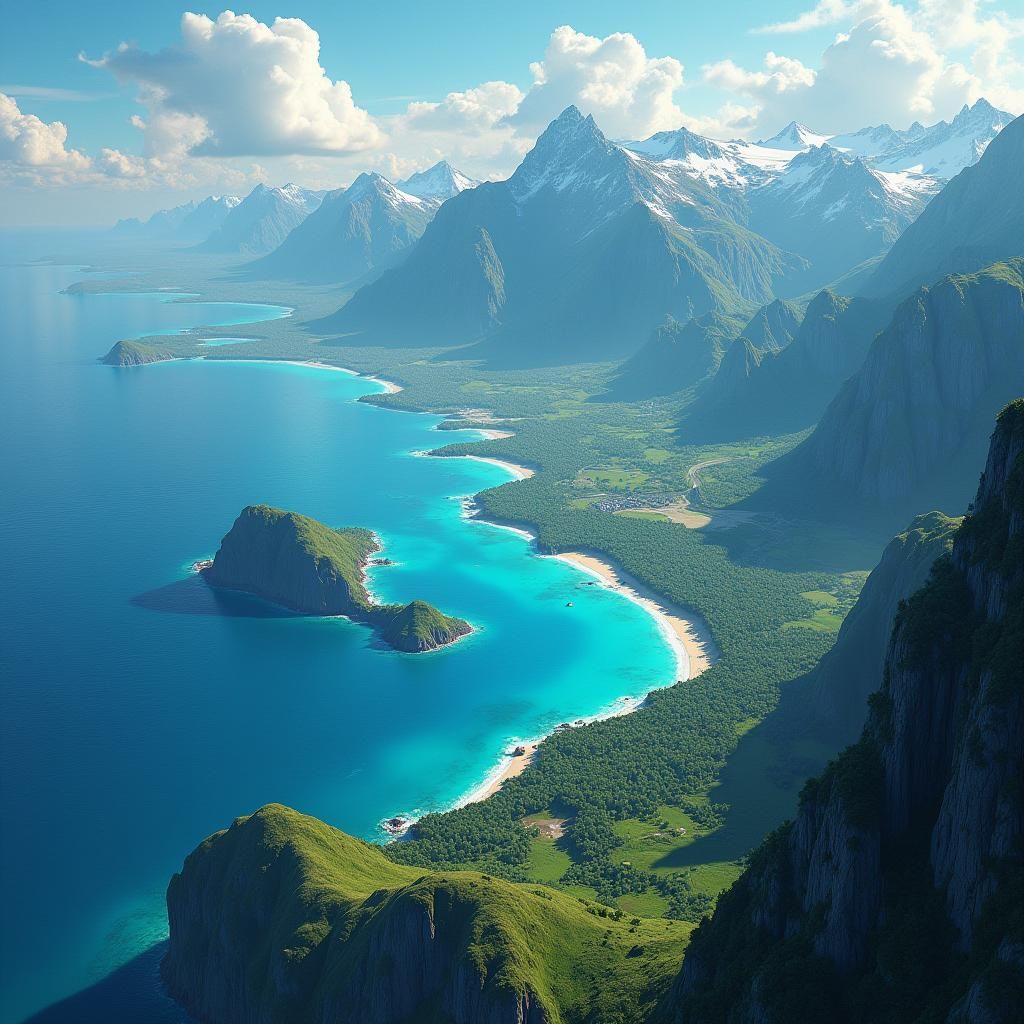 Mystical Country: Bird's-Eye View in Matte Painting Style