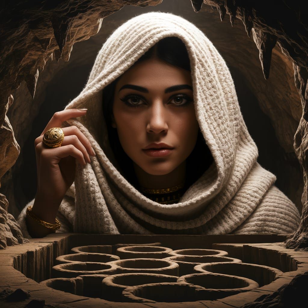 Mysterious Egyptian Woman in Hooded Robe