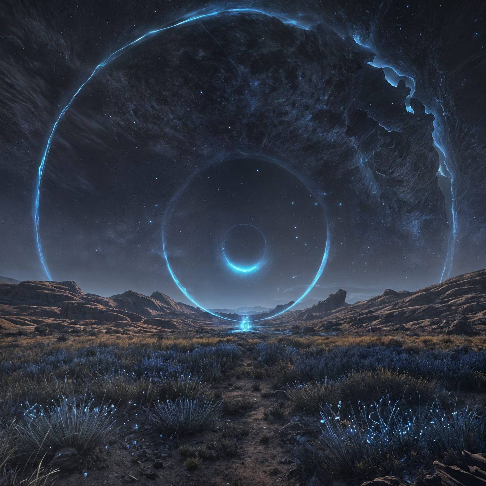 Epic Blue Portal to Another Dimension at Night